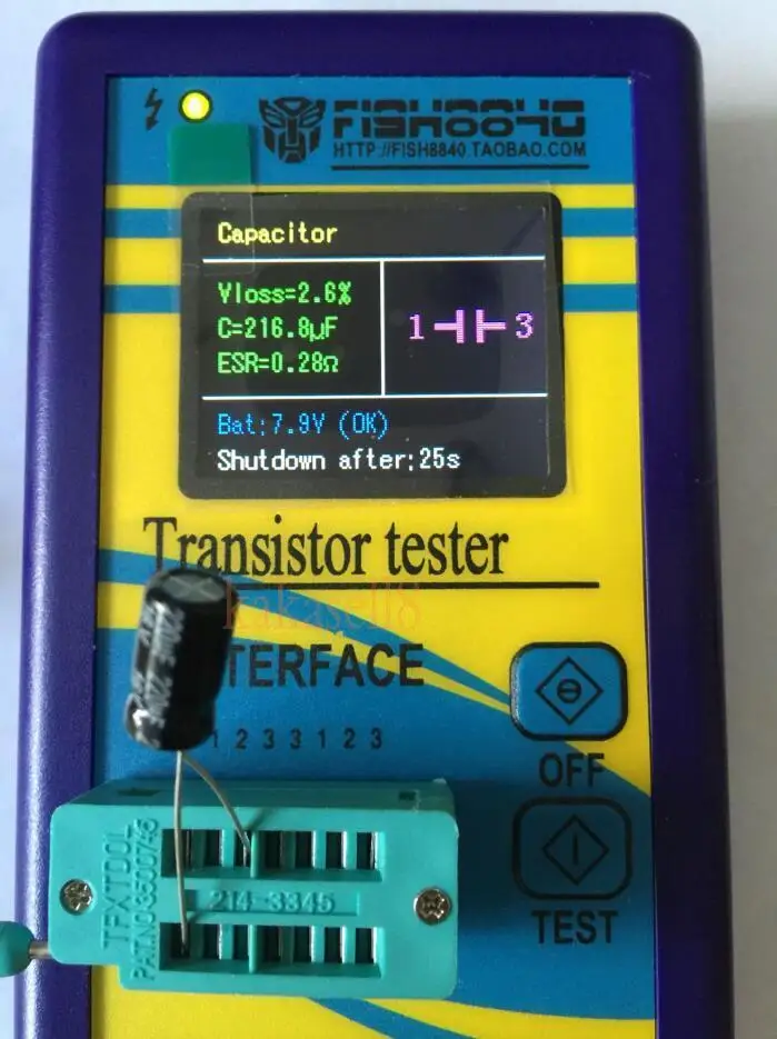 Транзистор тестер TFT Диод Триод измеритель емкости LCR ESR NPN PNP MOSFET