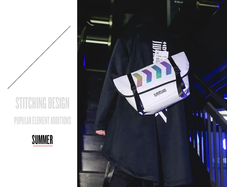 Bolsa de mensageiro masculina moda reflexiva sacos