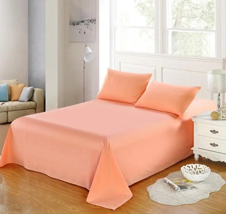 013 1pcs cotton Flat Sheet Printing Bedding Linens Bed Sheets Twin Double Queen Size Solid color sheet - Цвет: 013