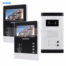 DIYSECUR 4.3″ Apartment Video Intercom Video Door Phone Doorbell System IR Camera Touch Key For 2 Families