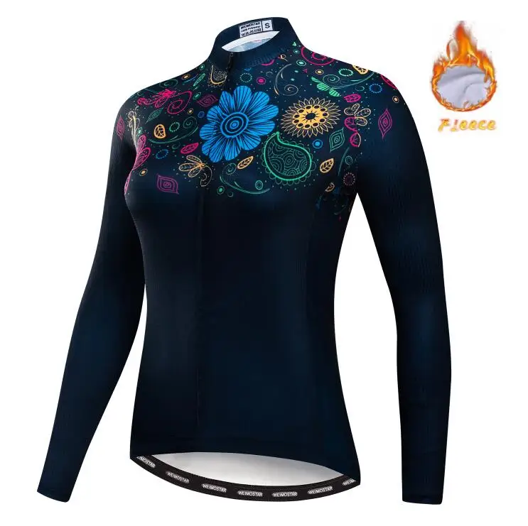 Зимняя Теплая Флисовая футболка с длинным рукавом для велоспорта профессиональная команда женский спортивный топ для гонок и велоспорта Одежда для велоспорта Джерси для горного велосипеда - Цвет: 10