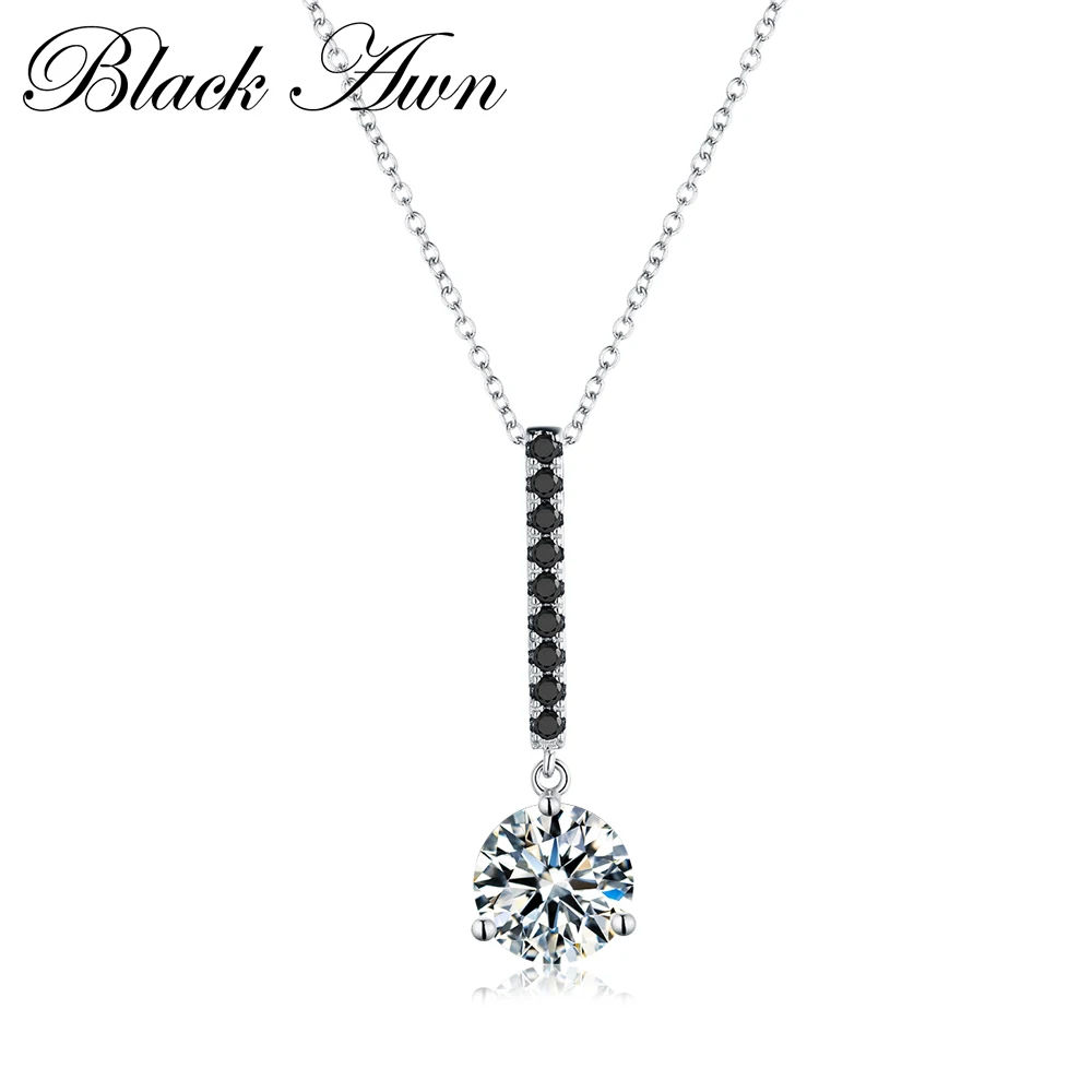 Черное AWN,, милое, настоящее, 925 пробы, серебряное ожерелье, женское ювелирное изделие, капля воды, женские ожерелья и подвески, Bijoux P096