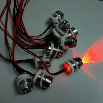 

100pcs 10mm 18cm Prewired 12V Red Pre wired LED Light Lamp Bulb with Chrome Bezel Holder