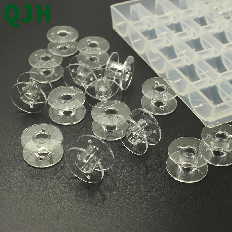 

Free Shipping 25pcs Transparent Bobbin,Household Plastic Sewing Machine Spools,Thread Storage Box Sewing Tools Accessories