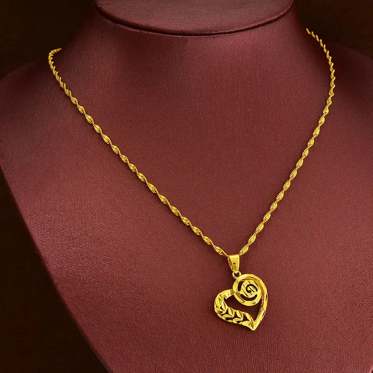 999 gold necklace female gold heart 