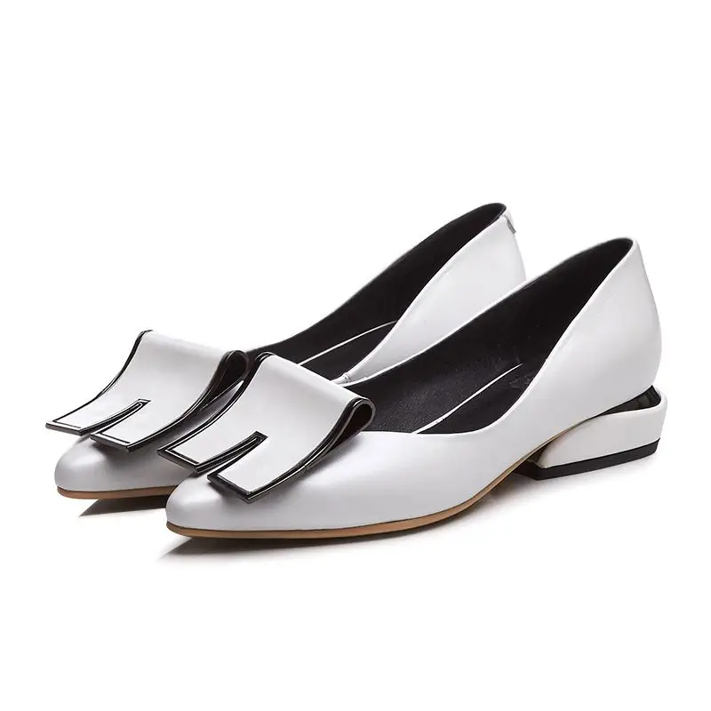 ALLBITEFO/Большие размеры 34-42; удобная женская обувь из натуральной кожи с острым носком на низком каблуке; Высококачественная женская обувь на каблуке; обувь для девочек - Цвет: as picture