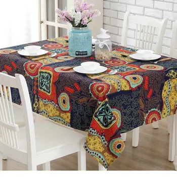 

Table cloth Cotton linen ethnic style kitchen house restaurant wedding home decoration Picnic mat on table round for friend gift