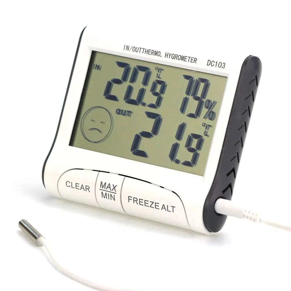 Цифровой термометр, гигрометр, электронный ЖК-дисплей, измеритель температуры и влажности, метеостанция, часы для помещений и улицы - Цвет: Белый