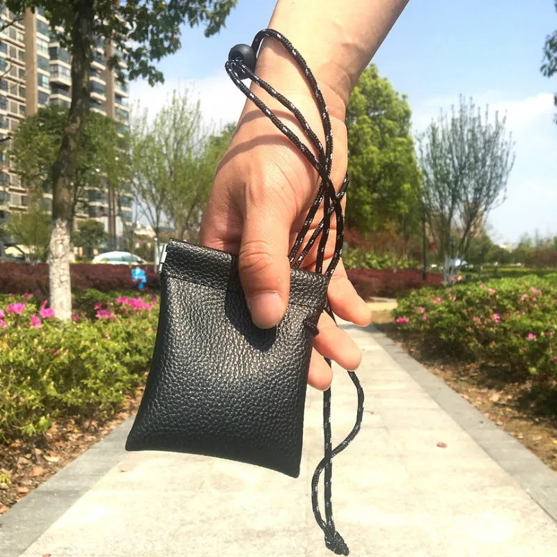 

Fashion Solid Pu Leather Lanyard Coin Purse Hanging Neck Women Men Small Mini Short Wallet Wristlet Change Bag Key Card Holder