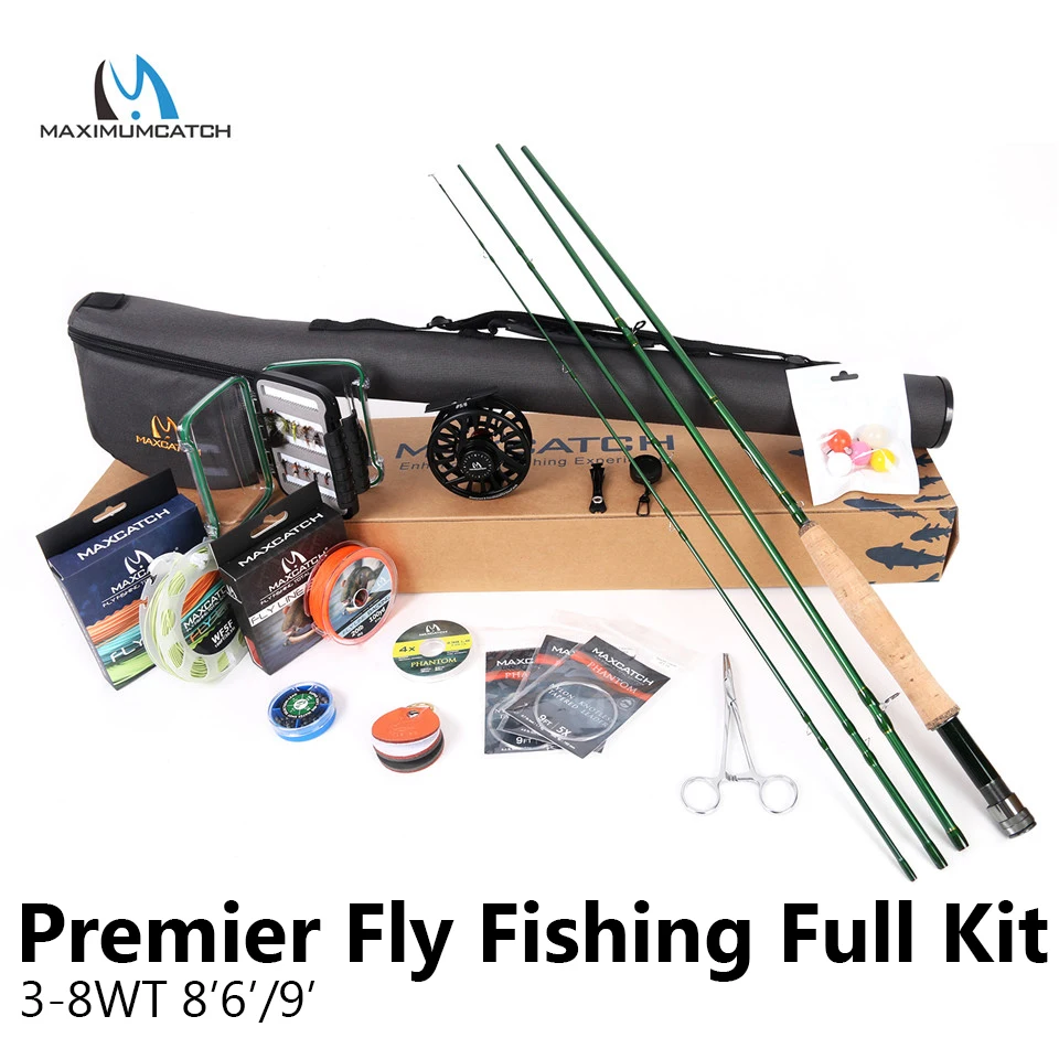 Maximumcatch премьер AVID 8ƌ''/9' 3 8WT полный Fly Rod катушка леска крючки аксессуар комбо