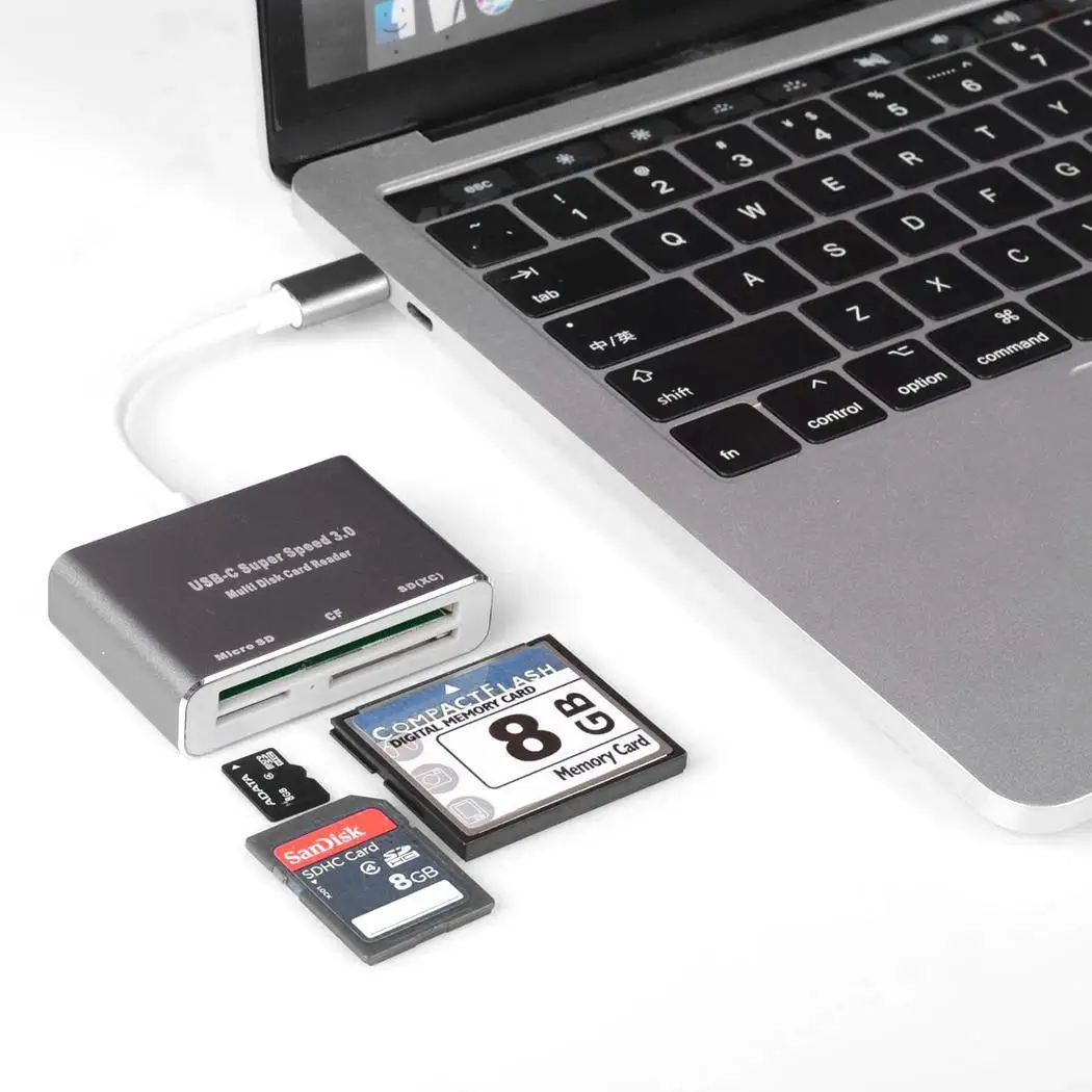 Высокая скорость 3 в 1 USB карта серебро, серый считыватель тип-c CF/к SD TF 5 Гбит/с кардридер