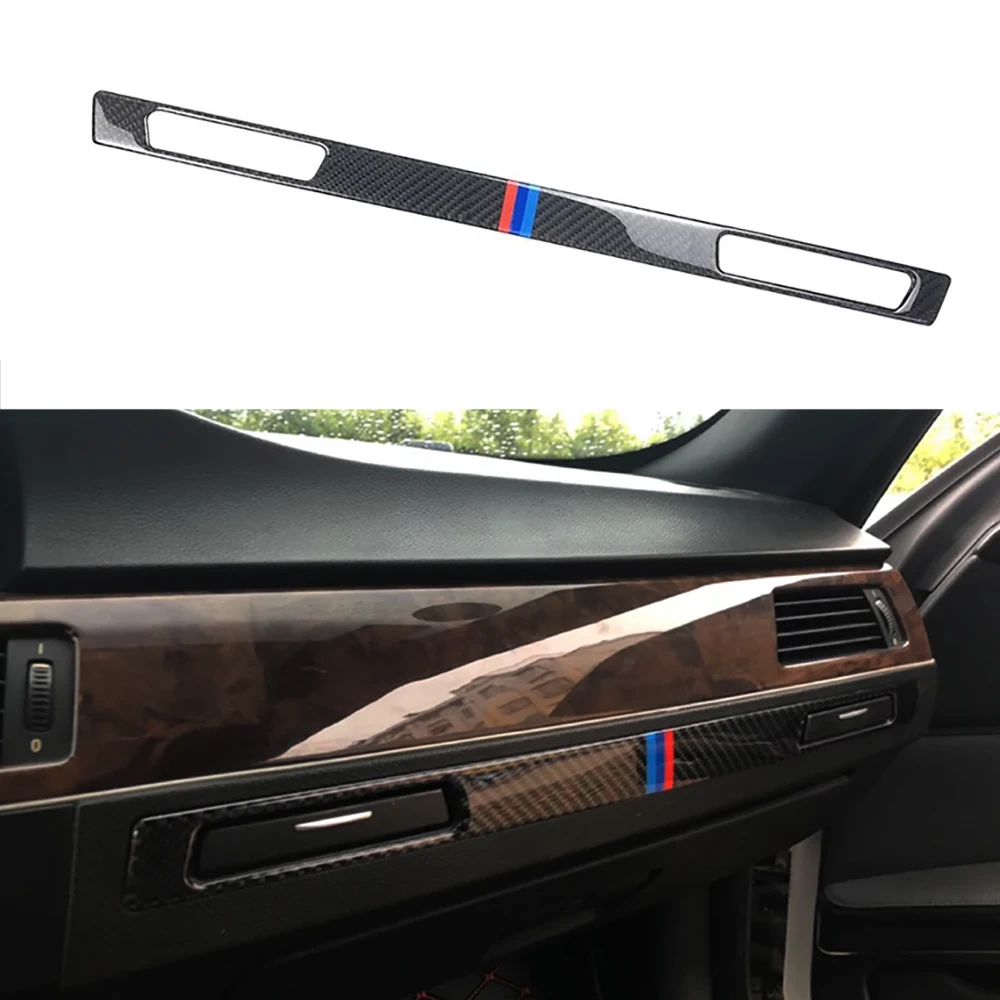 

JEAZEA Carbon Fiber Glove Box Water Cup Holder Position Panel Trim Decoration Frame Cover For BMW 3 Series E90 2005-2012