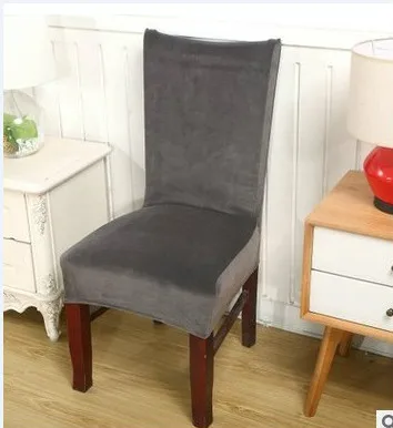 Новейший горячий эластичный кухонный свадебный банкет Лисий ворс тканевый чехол на стулья сиденье Чехол - Цвет: Темно-серый