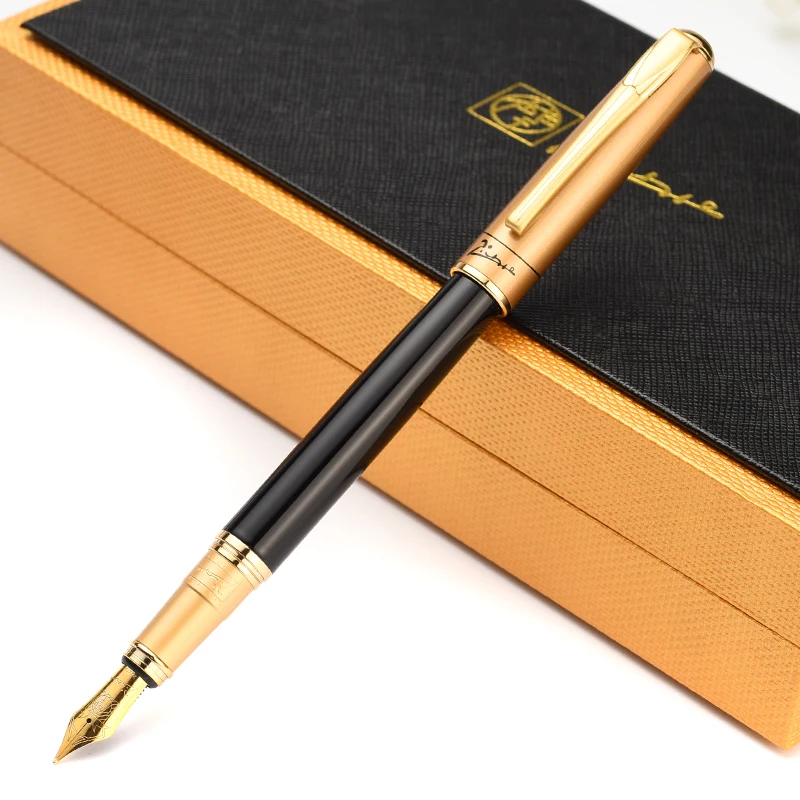 Picasso 906 Luxury Good Quality Black And Golden Medium Nib Ink/Metal/Brand/Fountain Pen With Original Box Free Shipping Pens Picasso 906 Luxury Good Quality Black And Golden Medium Nib Ink/Metal/Brand/Fountain Pen With Original Box Free Shipping Pens