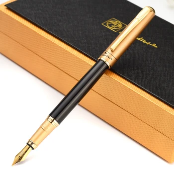 

Picasso 906 Luxury Good Quality Black And Golden Medium Nib Ink/Metal/Brand/Fountain Pen With Original Box Free Shipping Pens