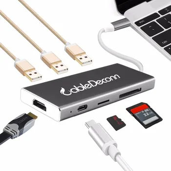 

USB C hub usb3.1 type-c thunderbolt 3 dock station to hdmi 4k converter adapter cable tf sd card For macbook pro 2017 dell xps