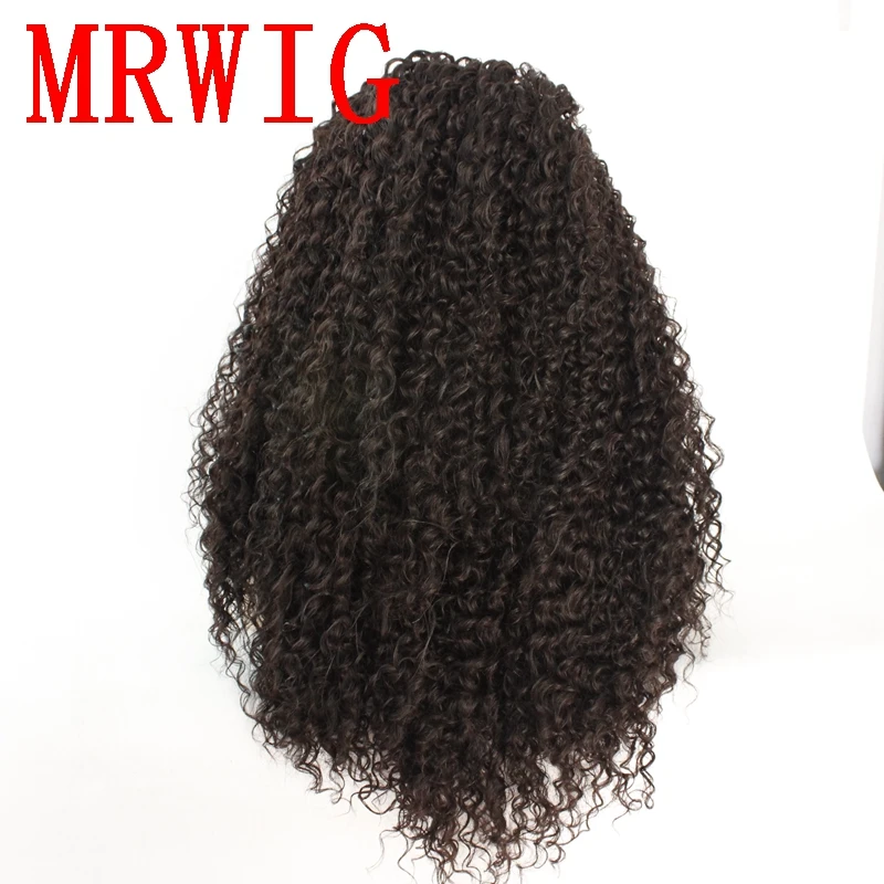 MRWIG темно-коричневый цвет волос 26in 180% Плотность кудрявый синтетический свободная часть передний парик шнурка Термостойкое волокно