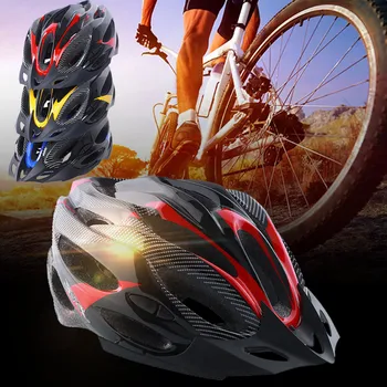 

65 Cm Adjustable Bike Cycling Helmet Ultralight Unisex Red/Yellow/Blue Bicycle Safety with Visor Dropshipping NAS