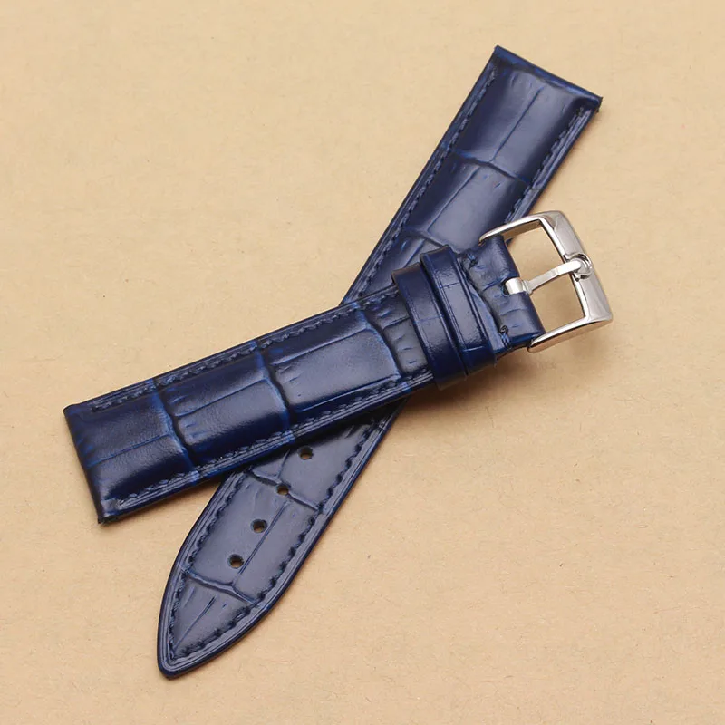 blue crocodile leather watch strap