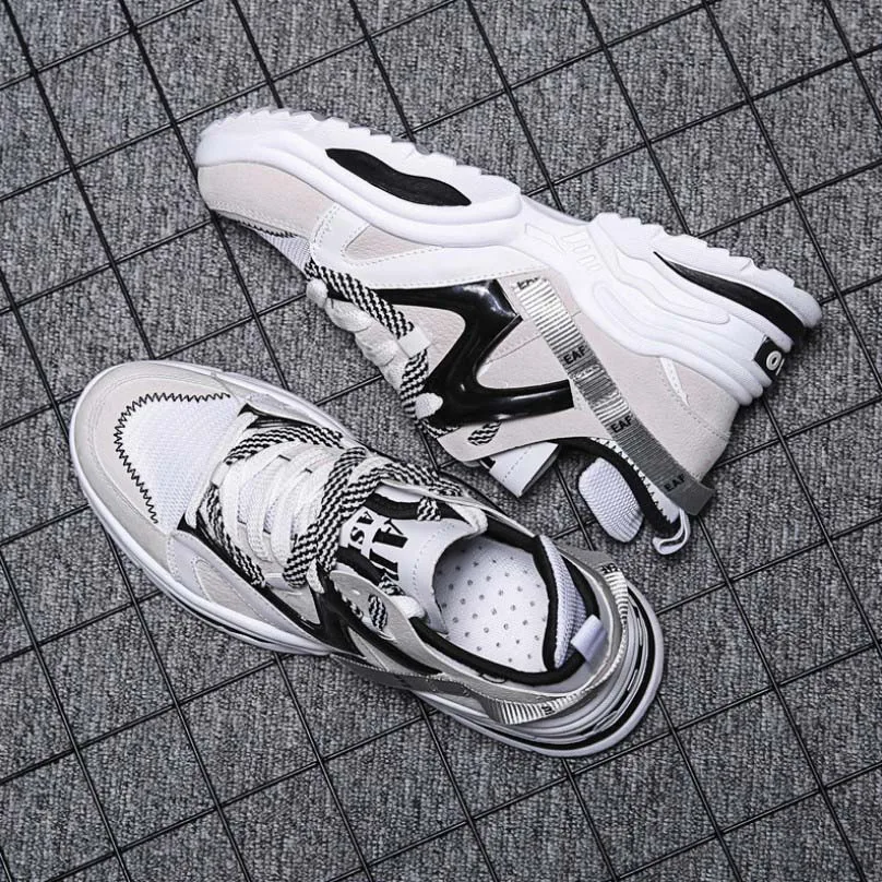 Для женщин Вулканизированная обувь визуально увеличивающая рост на 6 см; INS ulzza кроссовки Harajuku амортизации на высокой платформе дышащие волна прогулочная спортивная обувь