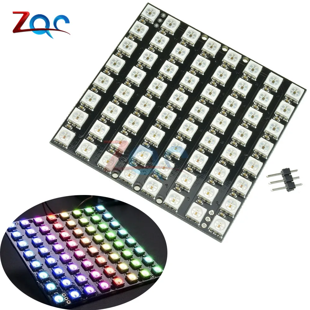 

WS2812 LED 5050 RGB 8x8 LED Matrix for Arduino WS2812B 8*8 64-Bit Full Color 5050 RGB LED Lamp Panel Light