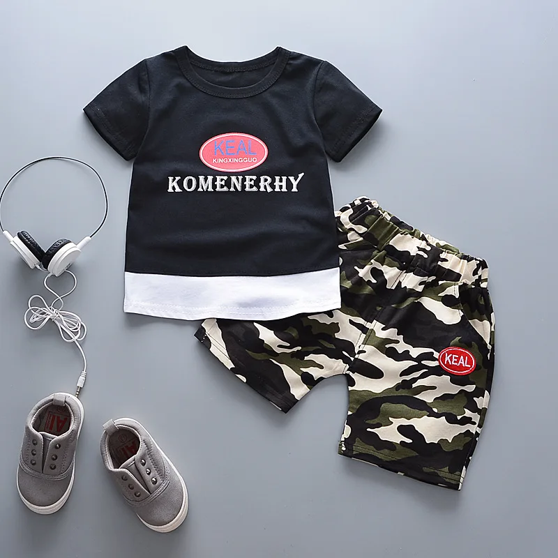 

BibiCola 2019 Baby Boy Clothes Summer Children Clothing Sets For Boy Short+Camouflage Shorts 2PCS Outfit Boy Tracksuit Suit