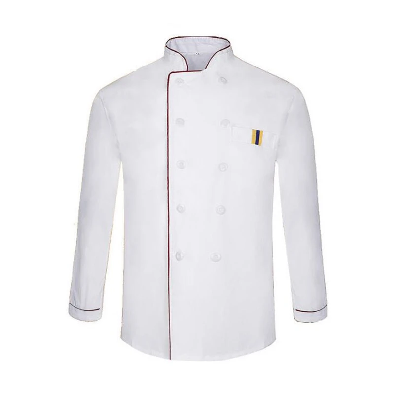 Летняя одежда для шеф-повара в стиле унисекс, куртка для кухни с коротким рукавом, белая форма для шеф-повара, регулируемая шапка для мужчин и женщин - Цвет: Long sleeve Only