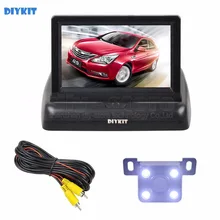 DIYKIT Wired 4.3inch Foldable Rear View Monitor Car Monitor LED Reversing Camera Car Camera Kit Back Up Parking Accessories