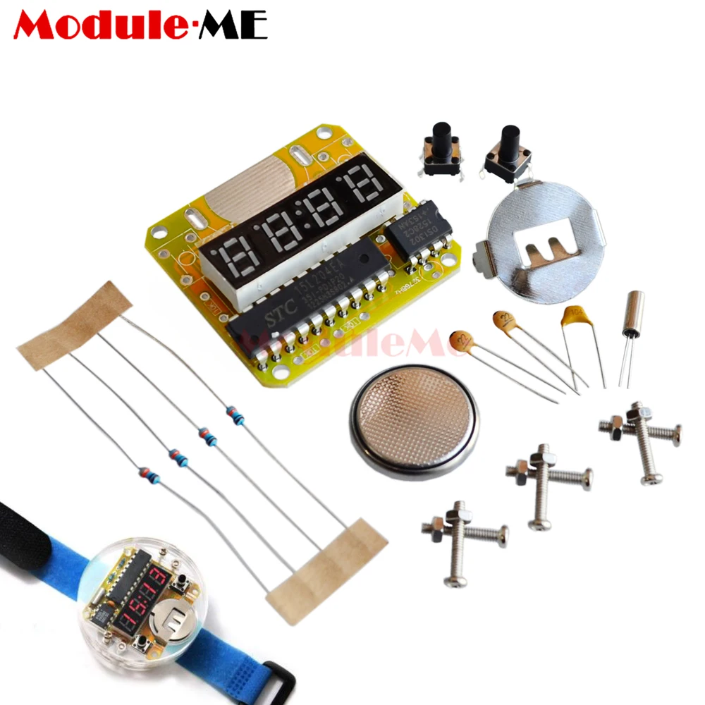 Digital Watch Electronic Clock Kit Single chip LED Watches Electronic
