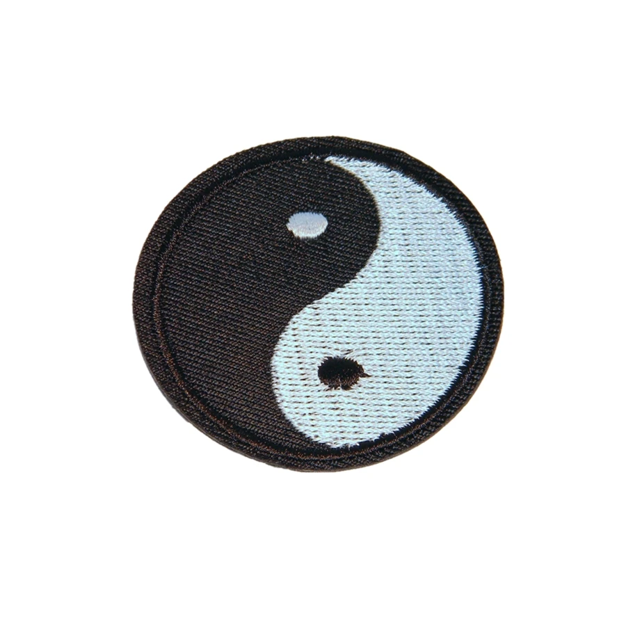 

Factory Custom embroidered Patches Ying And Yang Yin Yan Chinese Symbol Black and white iron on patch can be customized no MOQ