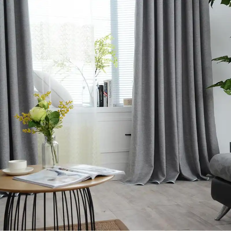 Europe Solid Curtain Blackout For Modern Bedroom Sheer Fabric Blinds Grey Linen Drape Treatment Kitchen X551 30