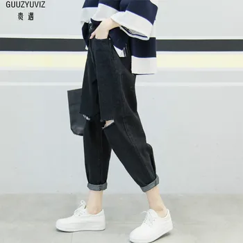 

GUUZYUVIZ Casual Jeans Woman 2019 Spring High Waist Harem Jeans Women Plus Size Denim Jeans Mujer Cotton Vintage Pants Femme