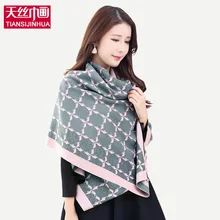 190 60cm Winter cashmere tartan plaid infinity scarf knitted brand blanket shawl designer foulard femme pashmina