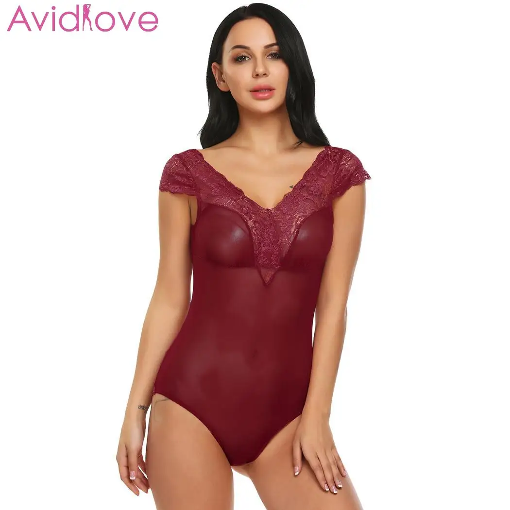 Avidlove Женское боди с чулками сексуальное женское белье кружевное нижнее Тедди