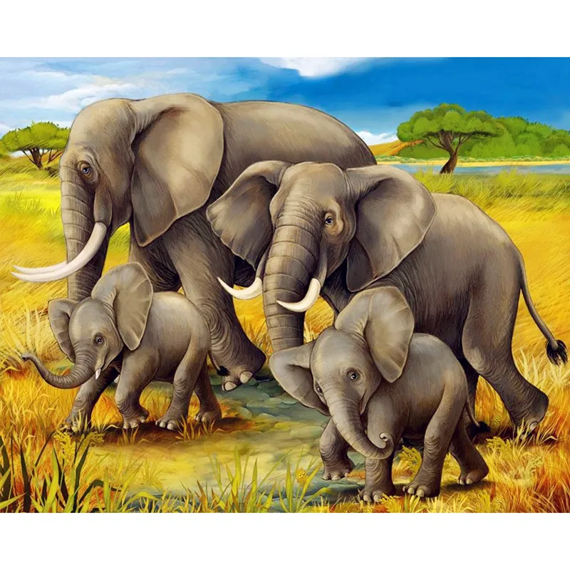 100% Full DIY 5D Mosaic Diamond Painting Cartoon Elephant And Bear Cross Stitch Embroidery Patterns rhinestones | Дом и сад