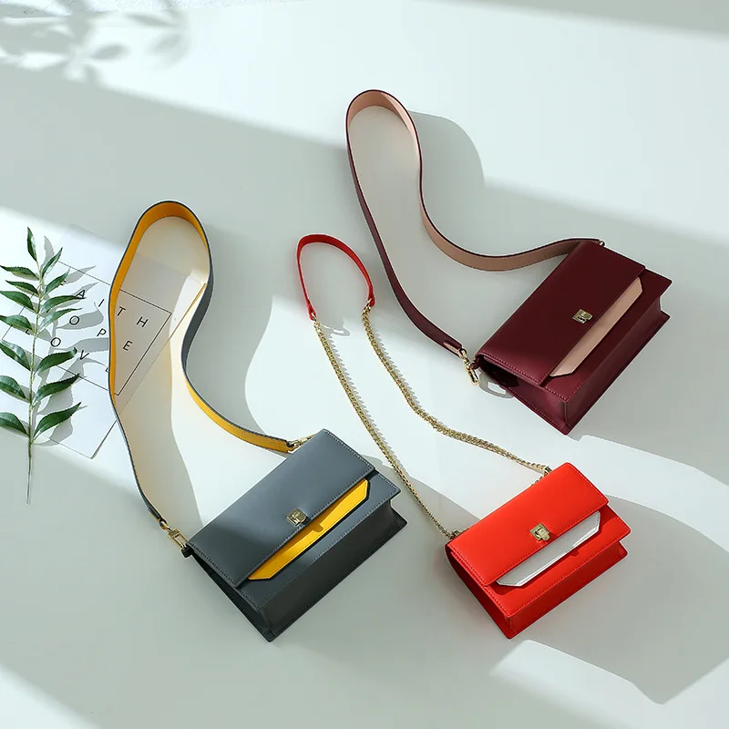 

2019 Famous Designer Handbags Genuine Leather Ladies Hand Bags Chain Bag with a Wide Belt Strap Cross Body Bags Bolsa Feminina
