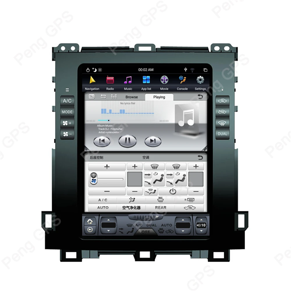 Clearance 6 Core Android 8.1 Car GPS Navigation DVD Player for Lexus GX470/Toyota Land Cruiser Prado 120 2002-2009 Tesla Style 10.4" Unit 3