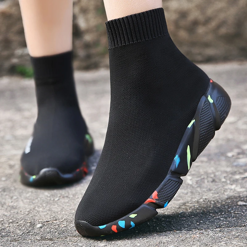 Новые легкие дышащие носки с высоким берцем, мужские и женские спортивные эластичные спортивные кроссовки, ботинки для бега на плоской подошве для мужчин, Размеры 35-47