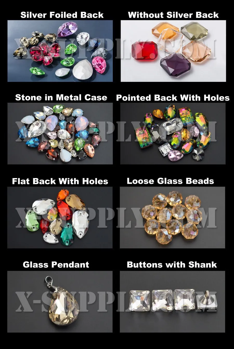 Crystal in Settings,Sew on Crystals (10)