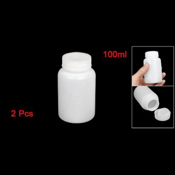 

SOSW-2 Pcs Laboratory Double Cap Leakproof Plastic Widemouth Bottle White 100mL