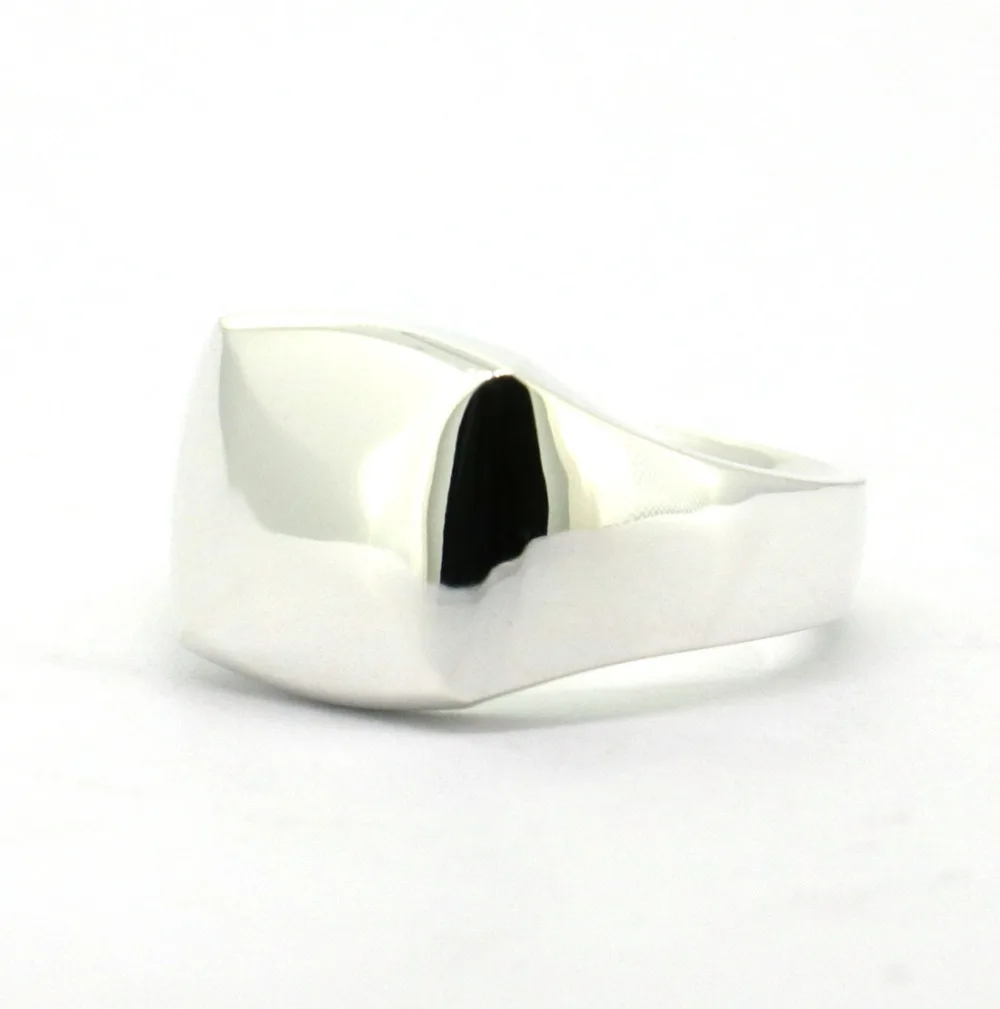 Wellmade квадратное кольцо из чистого серебра серебряное с печатью|silver square ring|silver signet
