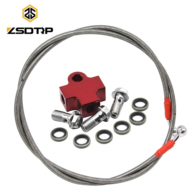 Zsdtrp Motorcycle Hydraulic Brake Oil Hose Cnc 3way Pipe Connector+80