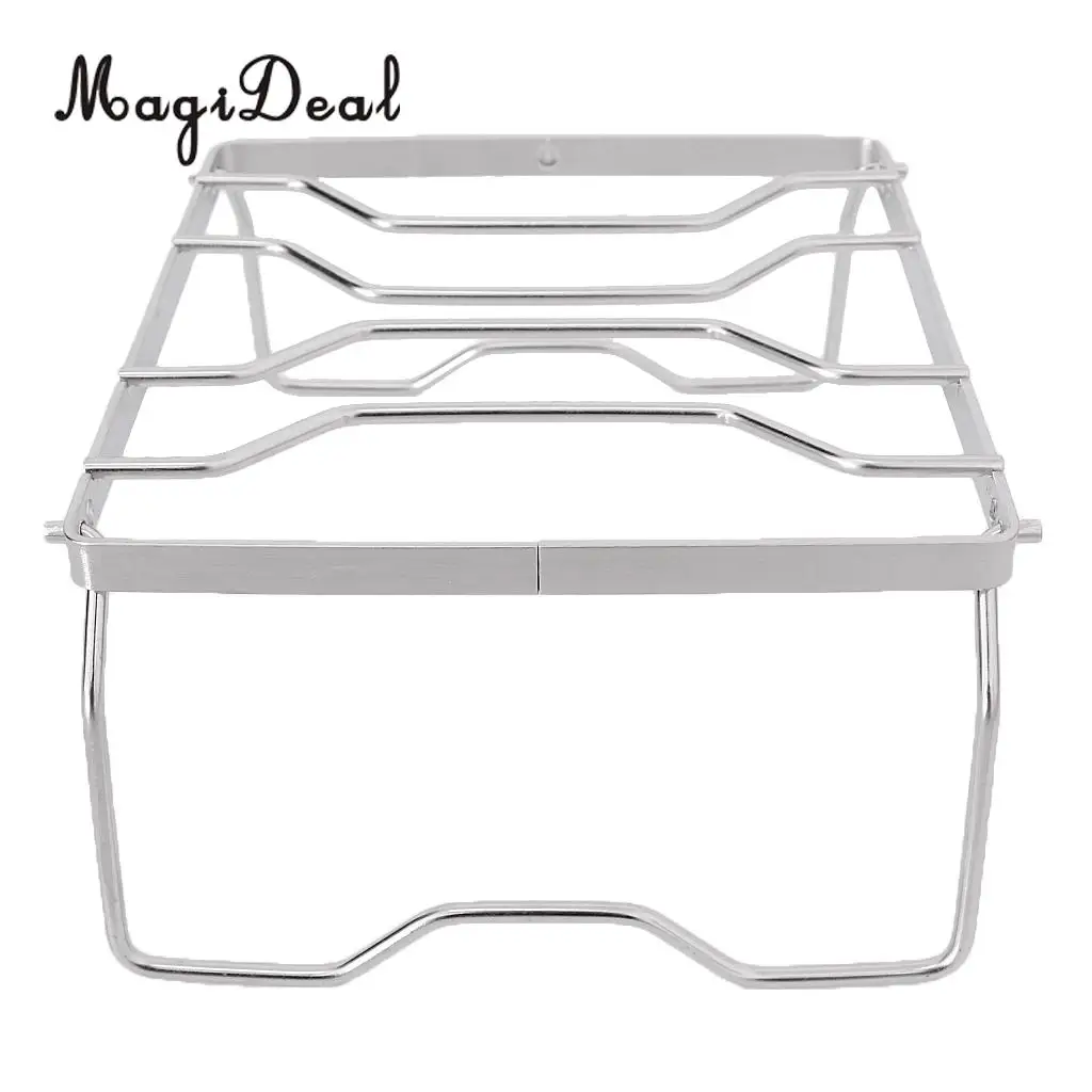 MagiDeal Foldable Camping Stoves Picnic BBQ Cooker Rack Support Stand/Potable Folding Stainless Steel Cooking Accessory