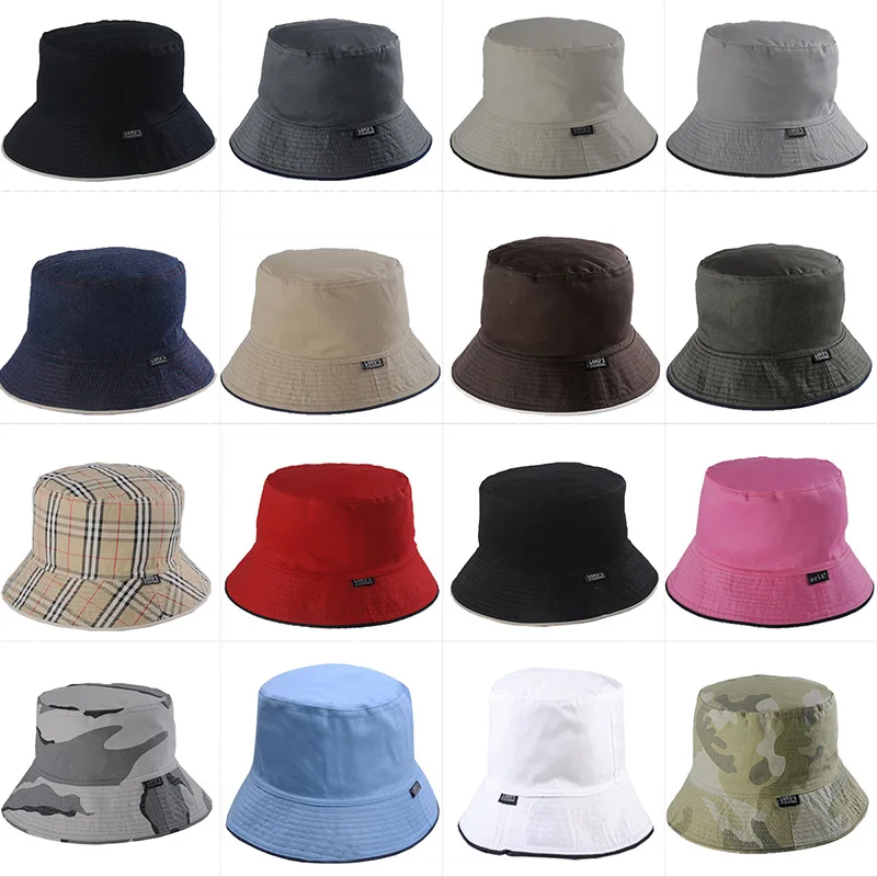 2022 plain bucket hats men reversible two sides can wear 100% cotton sun bob cap comfortable chapeu fisherman hat