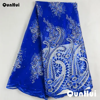 

2018 Hot sale High Quality Nigerian Tulle Lace Fabrics Violet African French Net Lace Fabric green Embroidered Mesh Lace Fabric