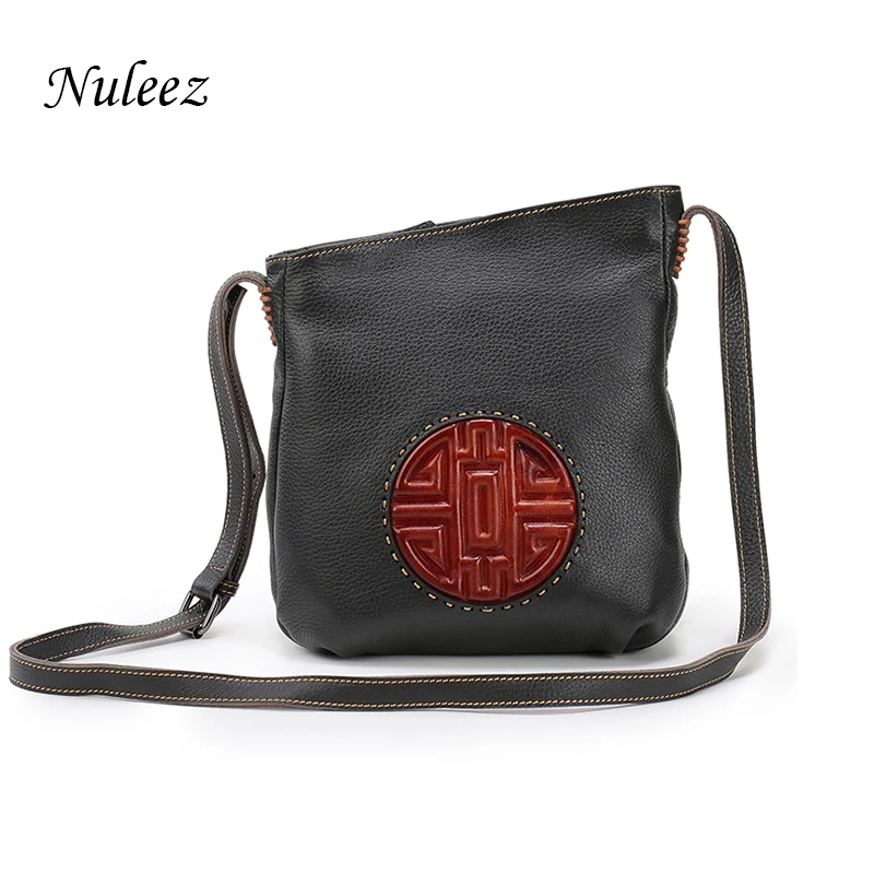 Nuleez Brown Genuine Leather Bag Real Leather Handbags Bucket Women Shoulder Messenger Crossbody ...