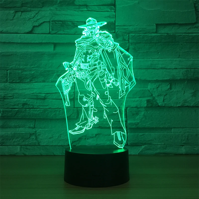 Jesse McCree 3D Table Lamp Color Changing 3D night Light Illusion Bulbing Lamp with Touch butoon Usb Led lamp for Christmas gift Jesse McCree 3D Table Lamp Color Changing 3D night Light Illusion Bulbing Lamp with Touch butoon Usb Led lamp for Christmas gift