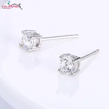 COLORFISH 4 мм Круглый разрез Solitaire серьги-гвоздики для женщин модные ювелирные изделия подлинные серьги из стерлингового серебра 925 пробы шпильки 0,246 ct