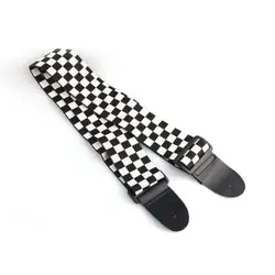 Черный белый Checker ремень с флагом для электрической акустической гитара музыкальный инструмент
