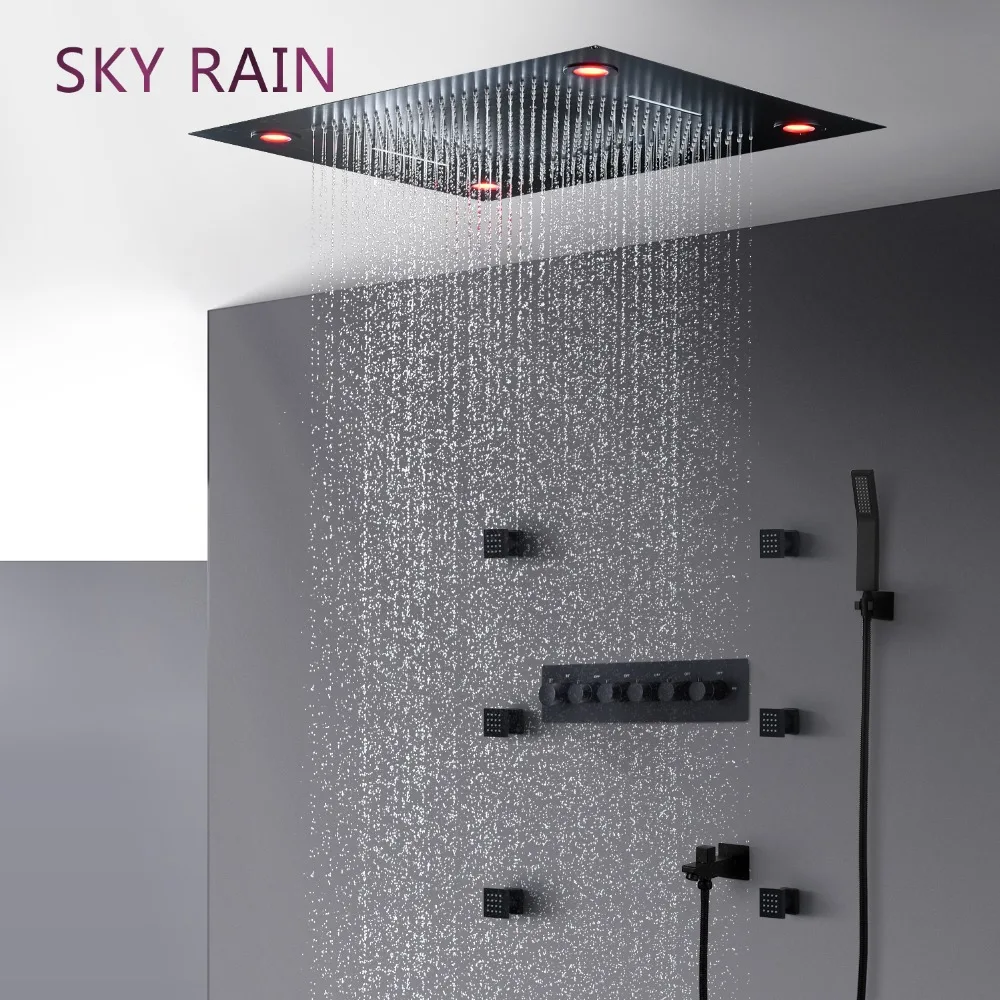 Матовая черная Роскошная насадка для душа SKY RAIN с высоким потоком